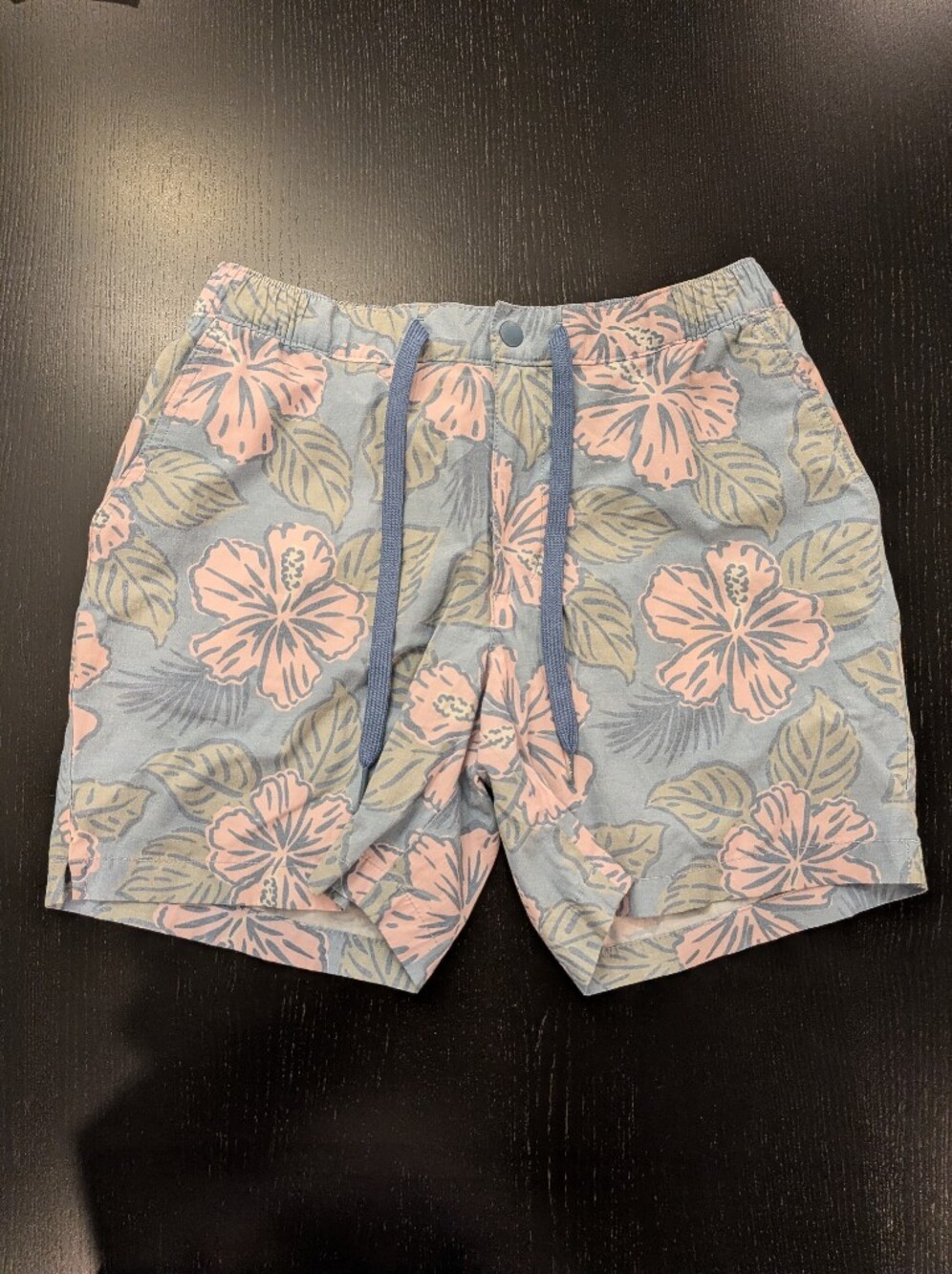 chubbies Light Blue Swim Trunks with Pink Floral Print